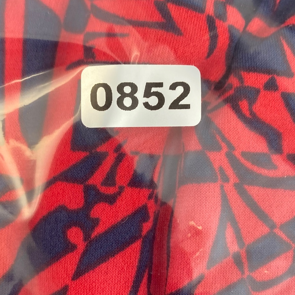 Sangria Red Navy Geometric Wrap  Dress V neck Size 14W Tie Dolman Sleeve - Picture 15 of 16